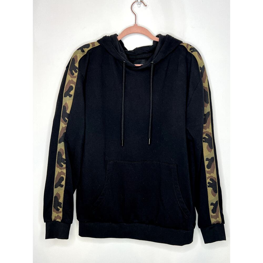 D&F Ricky Singh Black Camo Sleeves Front Pouch Pocket Hoodie Sweatshirt Size L